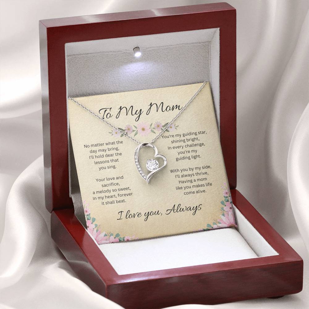 To My Mom - Sparkling Forever Love Heart Necklace
