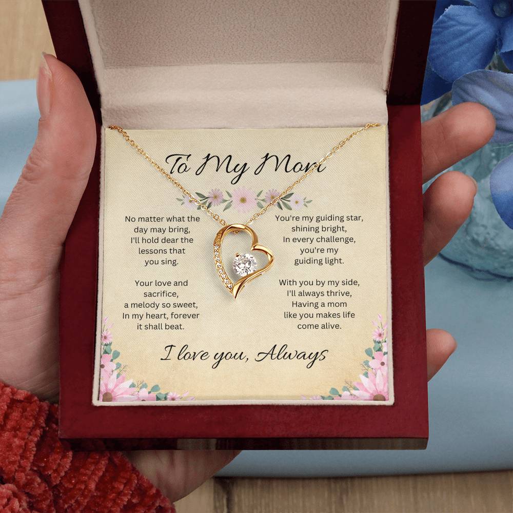 To My Mom - Sparkling Forever Love Heart Necklace