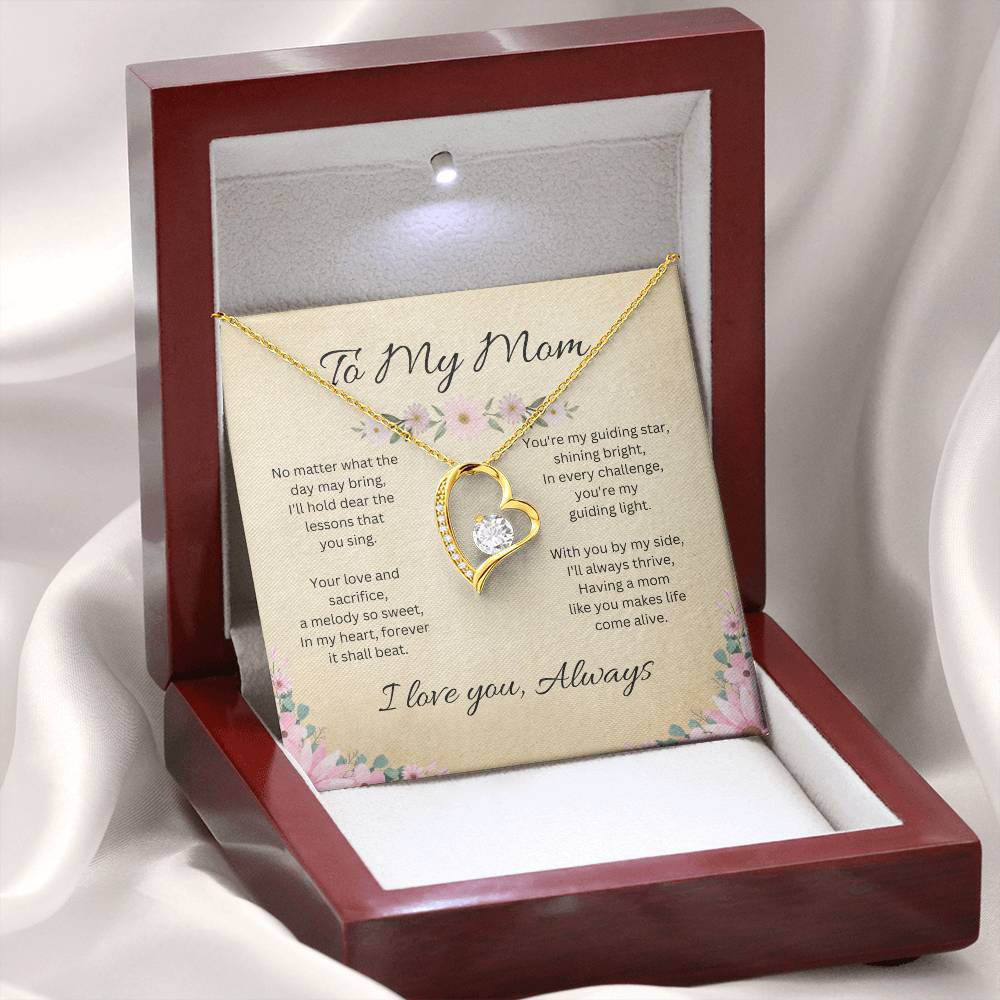 To My Mom - Sparkling Forever Love Heart Necklace