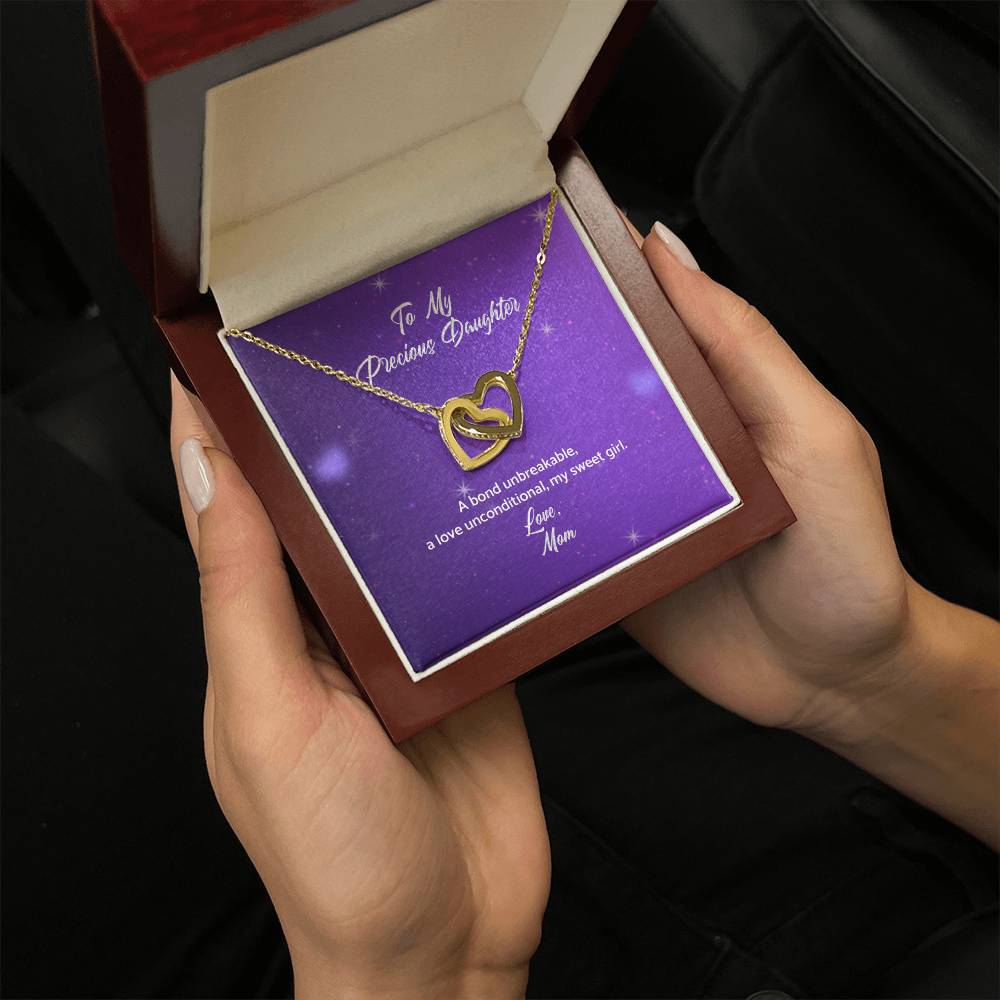To My Precious Daughter - Interlocking Hearts Necklace