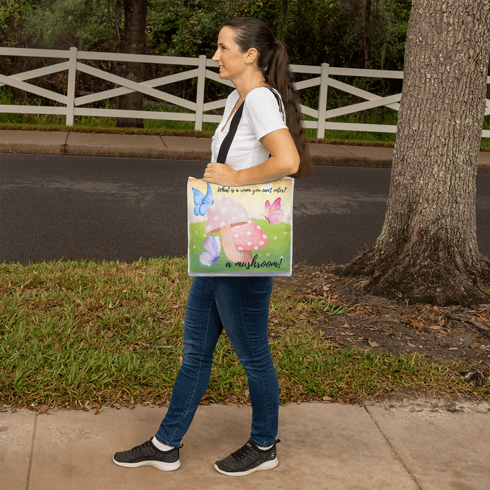 Cute Mushroom & Butterfly Tote - Fun Nature-Inspired Pun