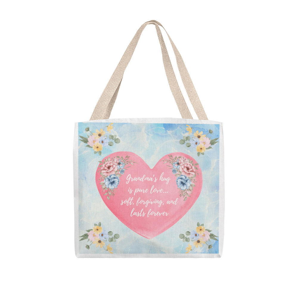 "Grandma's Love" Tote - Carry her comfort everywhere you go ✨ 3 sizes and custom handle selection!