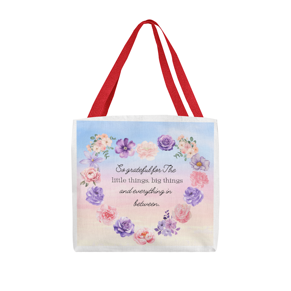 So Grateful Tote β Carry Love Everywhere π©· Pick from 3 sizes and custom handle colors!