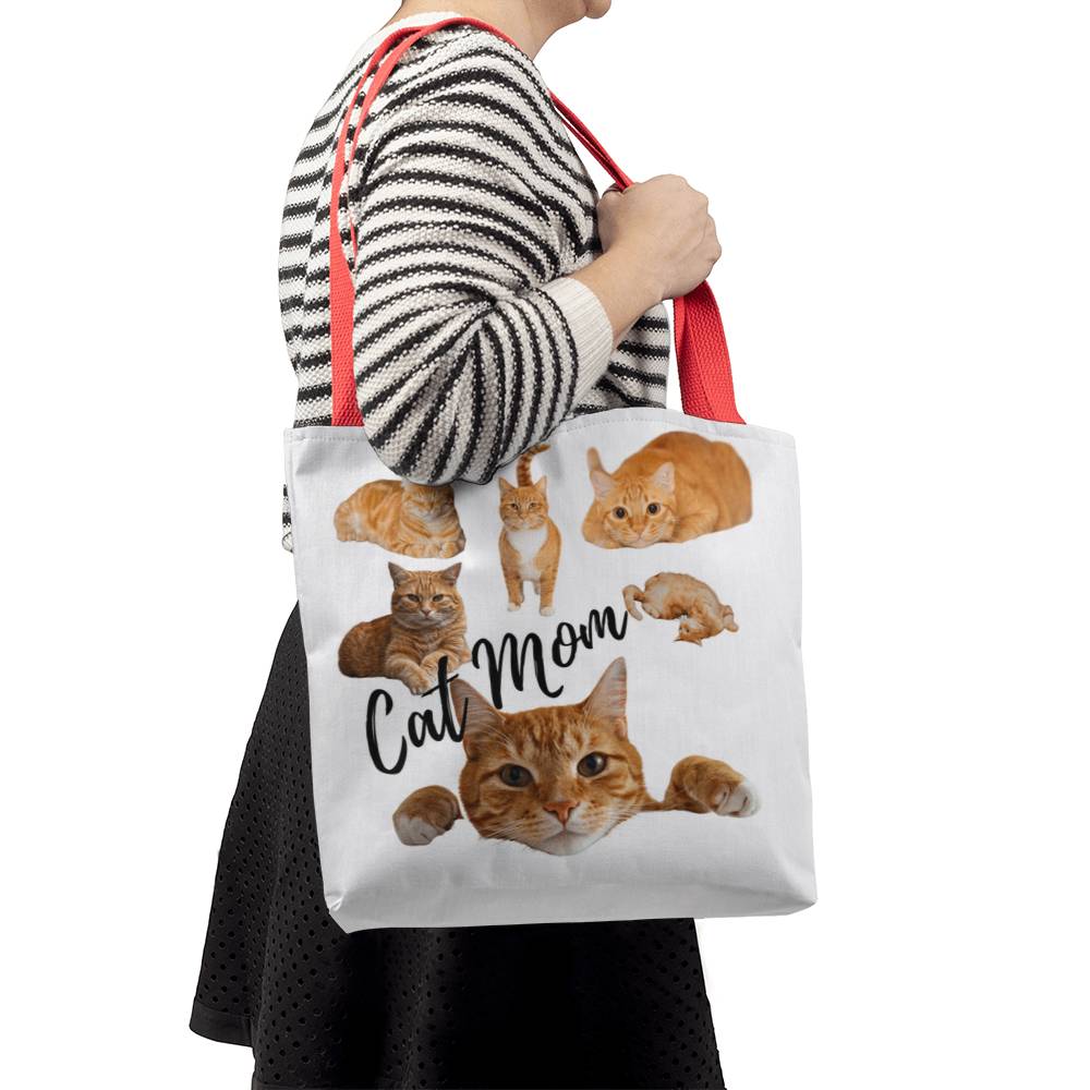 "Cat Mom" Orange Tabby Cat Tote Bag