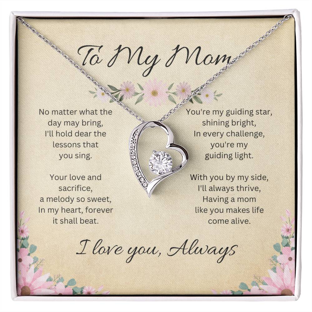 To My Mom - Sparkling Forever Love Heart Necklace