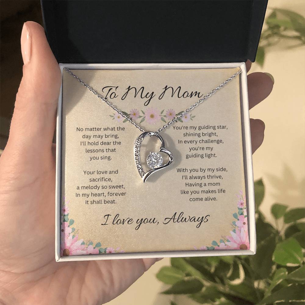 To My Mom - Sparkling Forever Love Heart Necklace