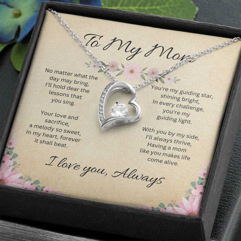 To My Mom - Sparkling Forever Love Heart Necklace