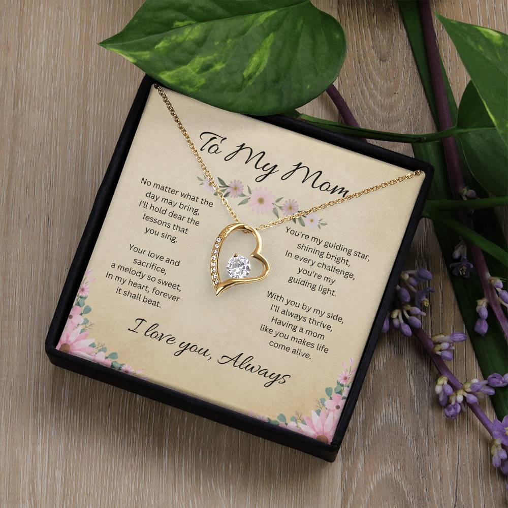 To My Mom - Sparkling Forever Love Heart Necklace