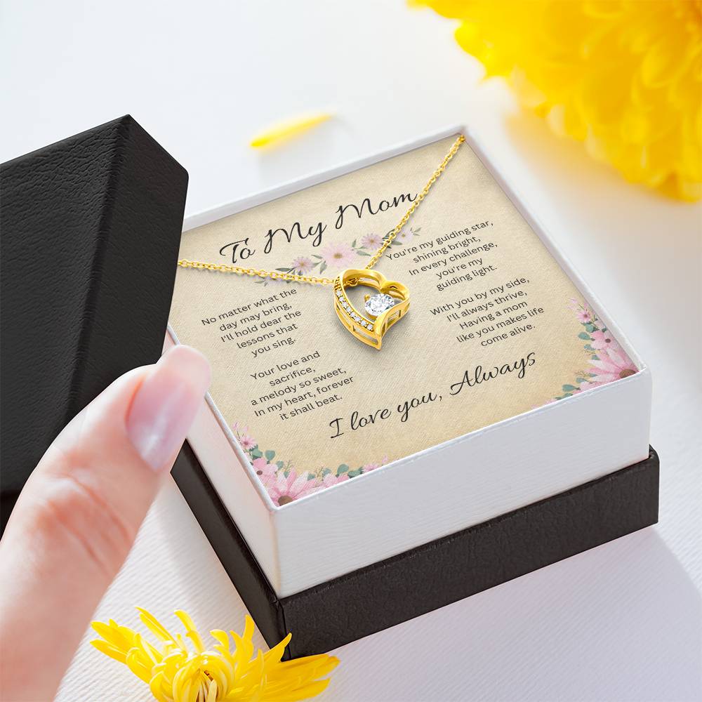 To My Mom - Sparkling Forever Love Heart Necklace