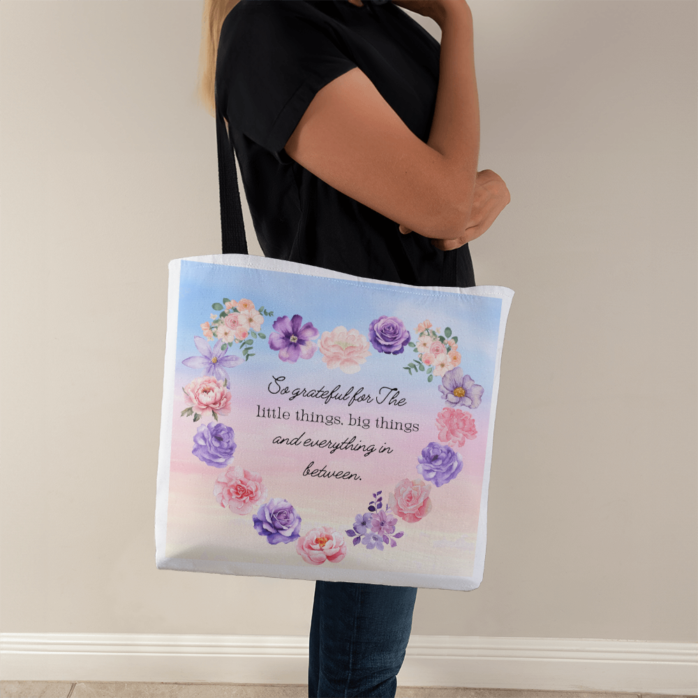 So Grateful Tote – Carry Love Everywhere 🩷 Pick from 3 sizes and custom handle colors!